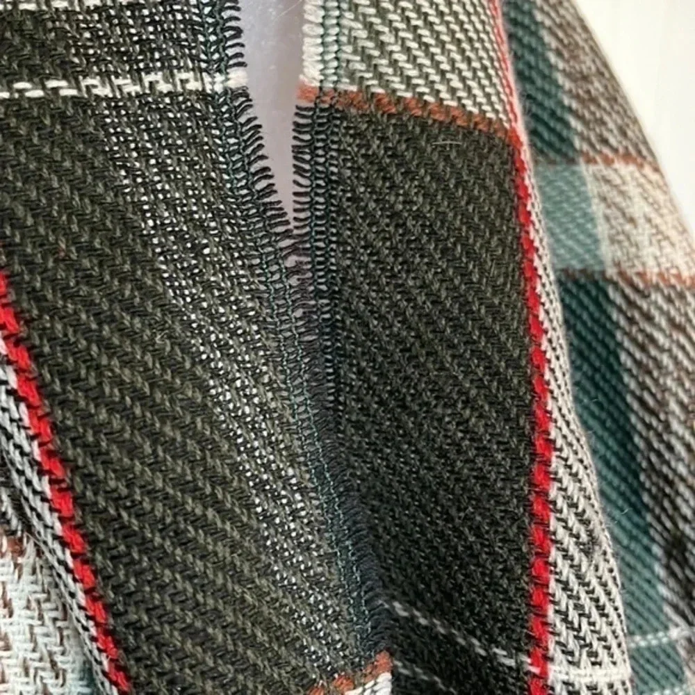Vintage 100% Virgin Wool Royal-Scot‎ Green/Red/White Tartan Plaid Scarf Unisex